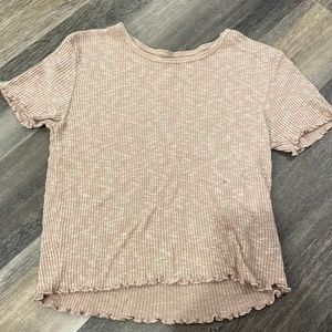 pastel pink ribbed baby tee